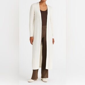 Skull Cashmere Allison Long Slub Linen Ribbed Duster Cardigan Sweater XS